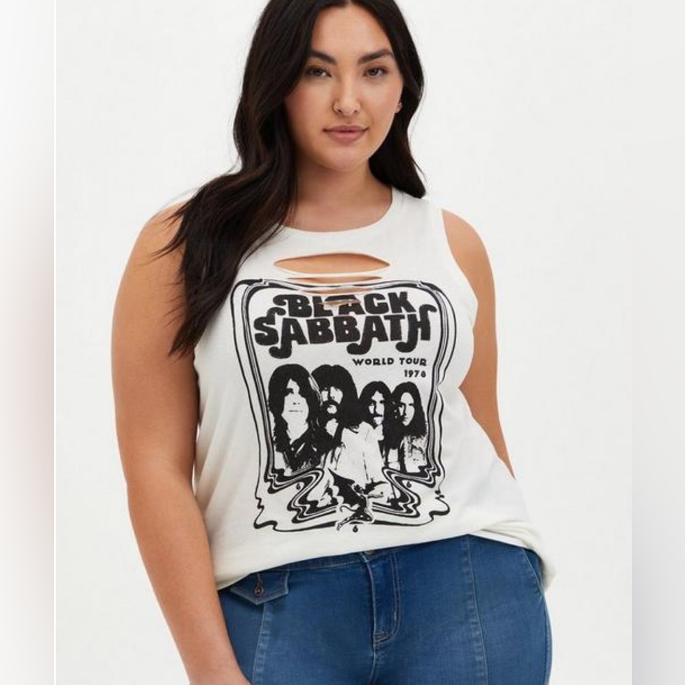 Torrid plus size 5x muscle ripped Black Sabbath white